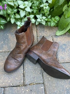 New Look Brown Brogue Chelsea Boots — Size 7 US / 38 EU Summer Sale